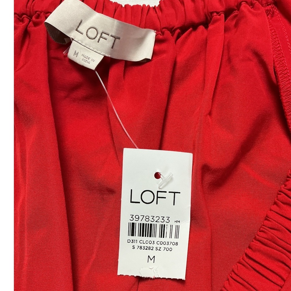 LOFT Puff Sleeve Blouse Women Medium Red New With Tags - Picture 4 of 6